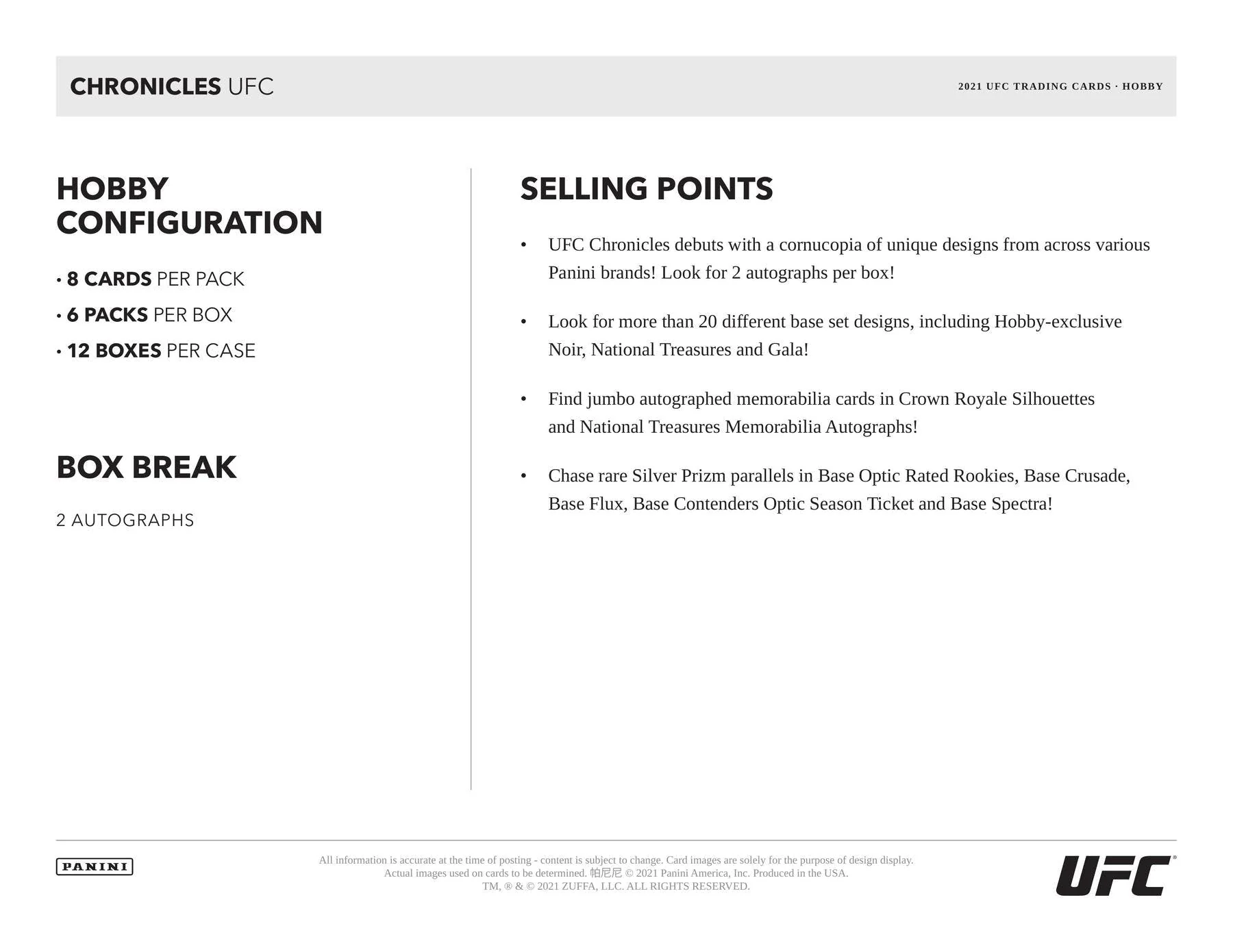 2021 Panini Chronicles UFC Hobby Box - Image 8