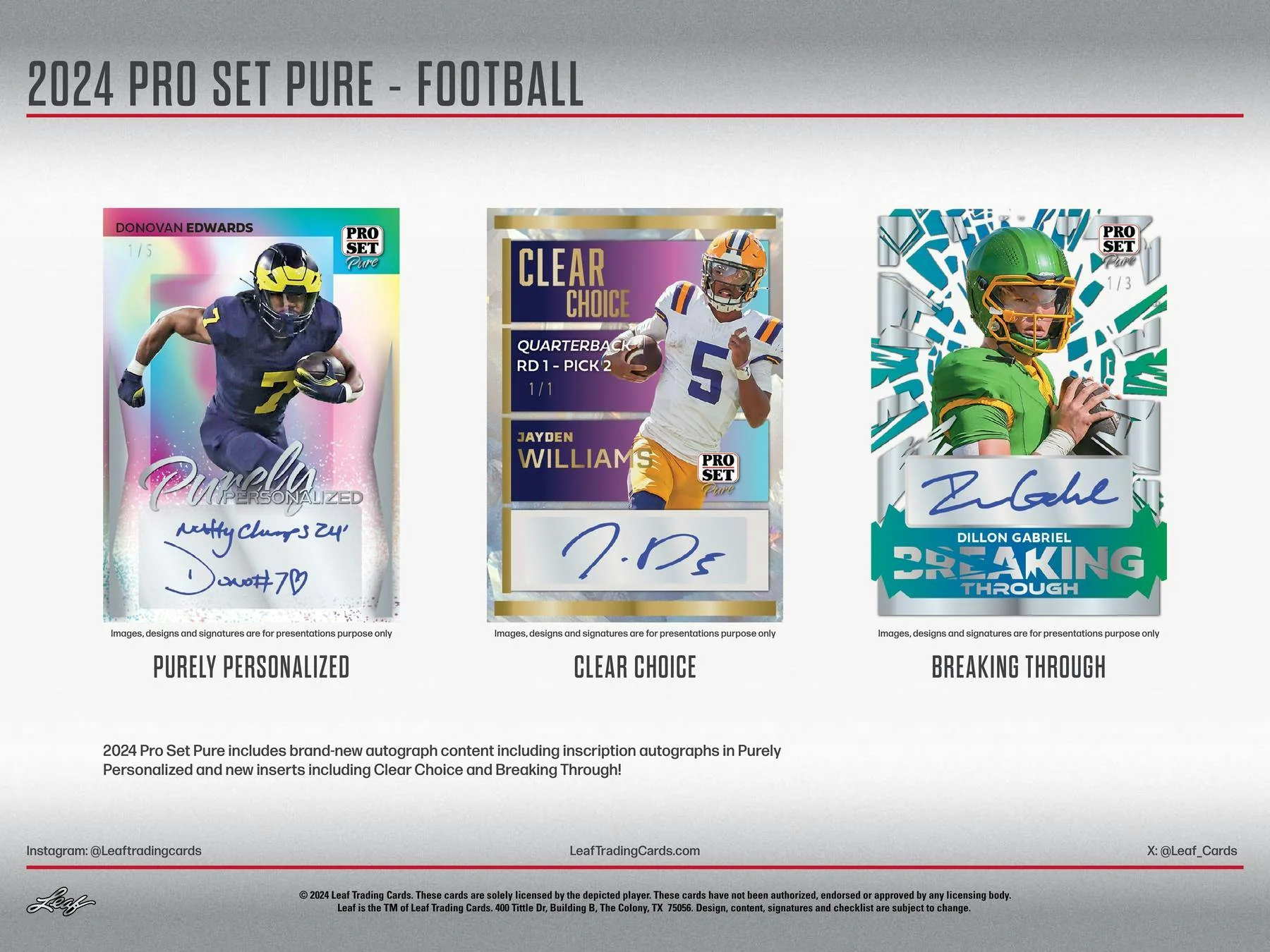 2024 Leaf Pro Set Pure Football Hobby Box - Image 4