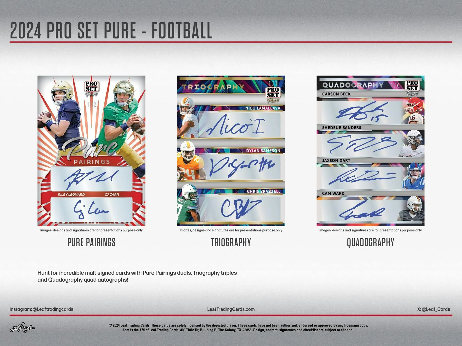 2024 Leaf Pro Set Pure Football Hobby Box - Image 5