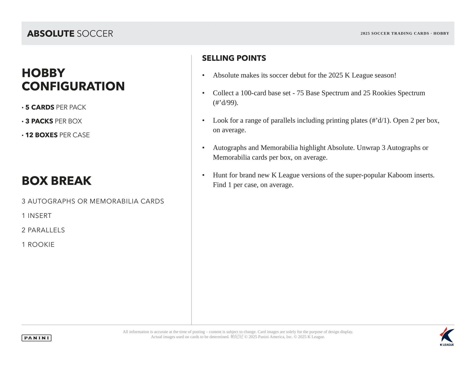 2025 Panini Absolute K League Soccer Hobby Box | Columbia Sports Cards - Image 4